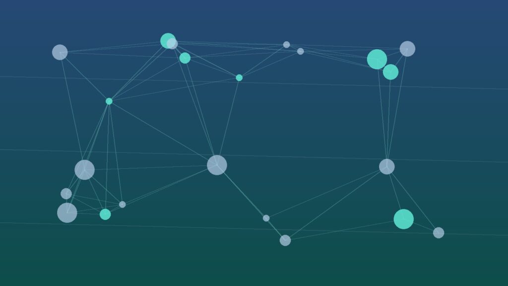 Abstract network of connected nodes, illustrating logistics integrations