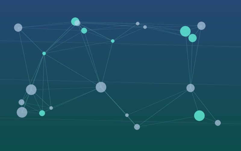 Abstract network of connected nodes, illustrating logistics integrations