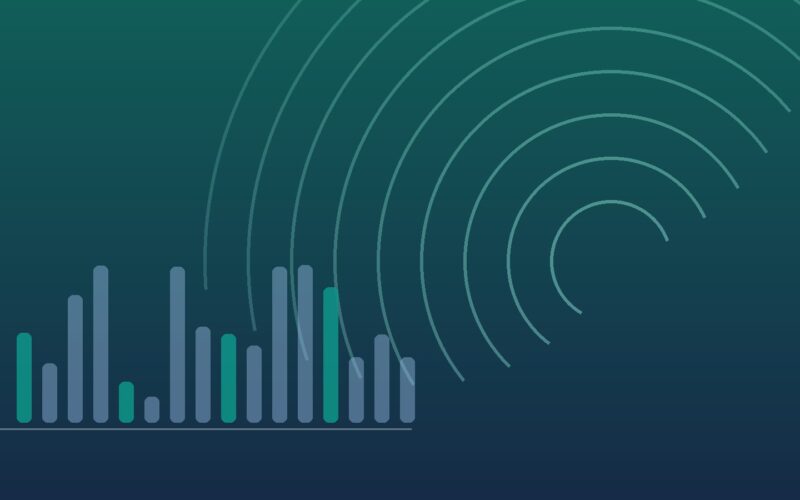 Abstract arcs and ledger bars, illustrating payments and fintech work